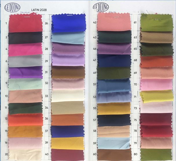 Các màu vải latin - Vải Lê Dương  - Công Ty TNHH Sản Xuất Thương Mại Dệt May Lê Dương